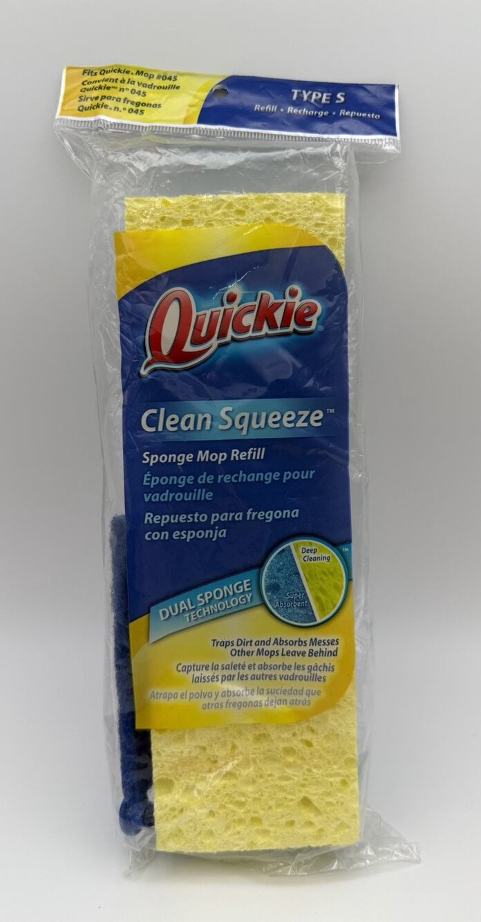 Quickie Clean Squeeze Sponge Mop Refill Type S 0442 Mop #045 New Sealed